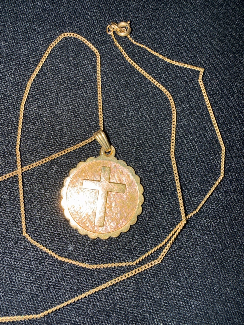 Gold tone Cross Pendant Necklace  Religious Jewelry